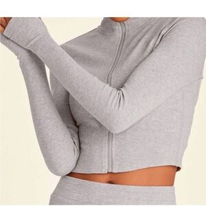 Alala Light Gray Long Sleeve Crop Top